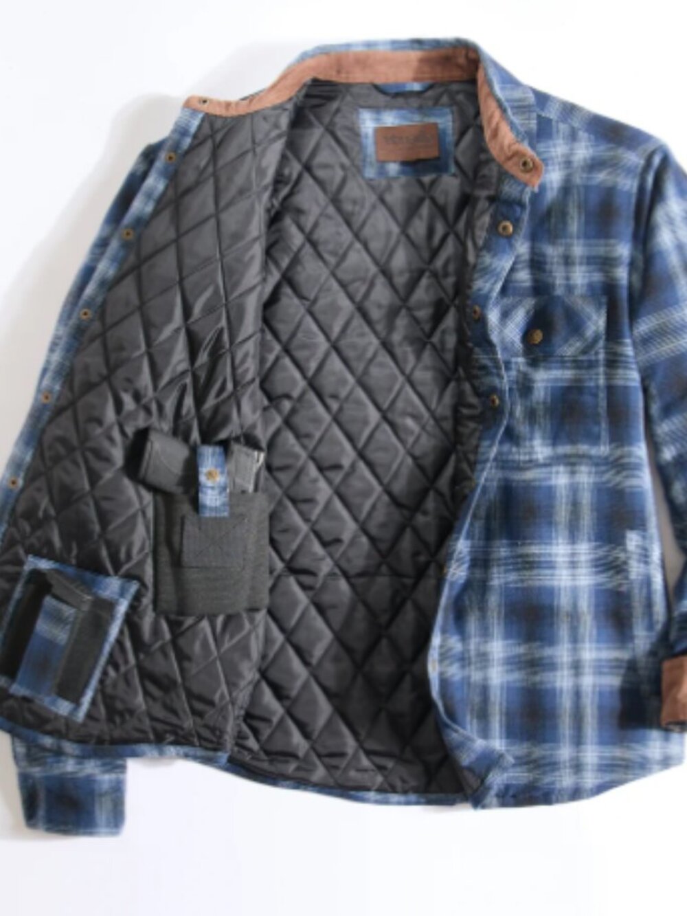 Concealed Carry Quilt Lined Shirt Jacket - Navy | 4XL